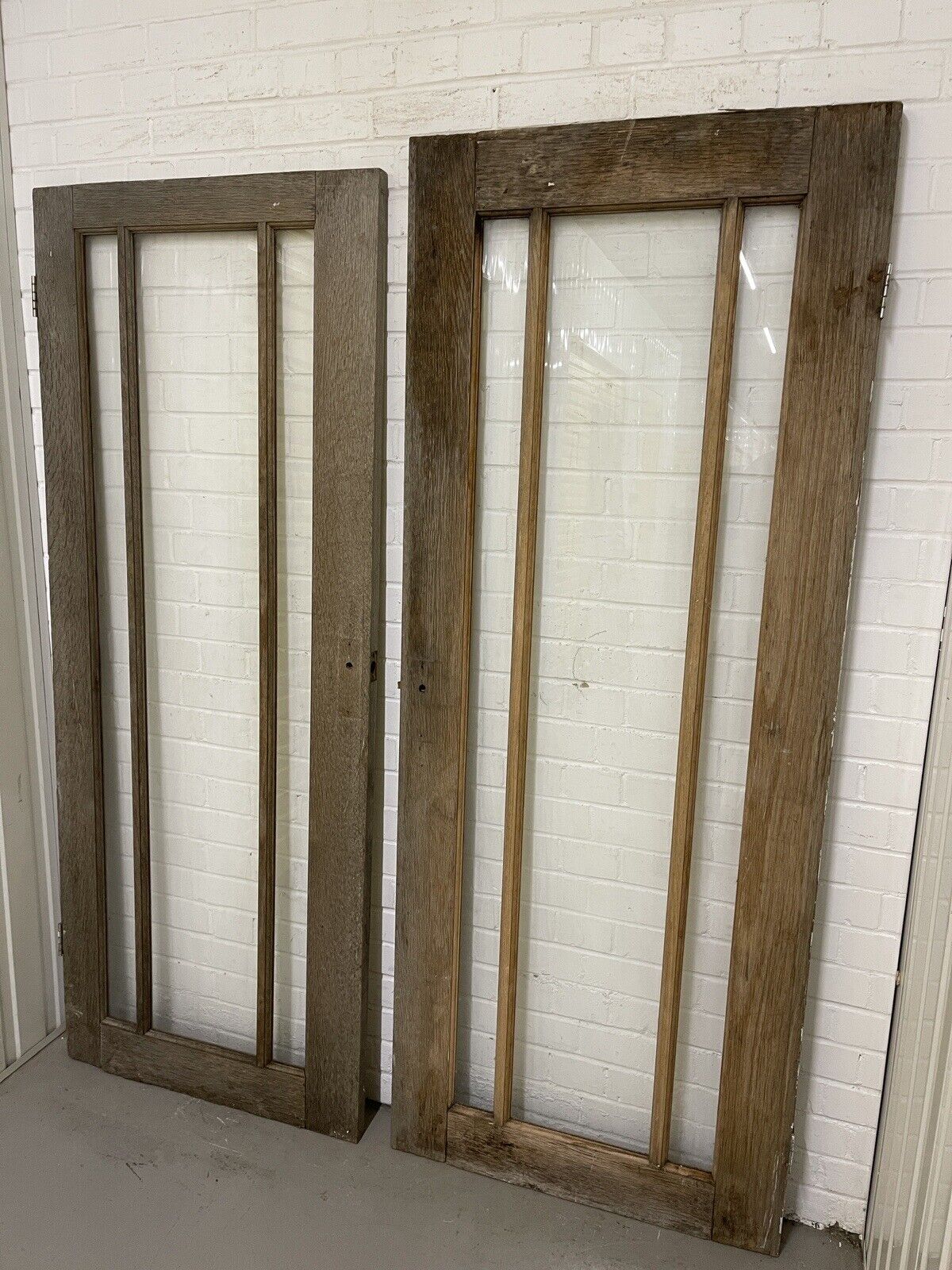 Pair Of Reclaimed Edwardian Wooden Panel External Doors 1870 x 743 1915 x 765mm