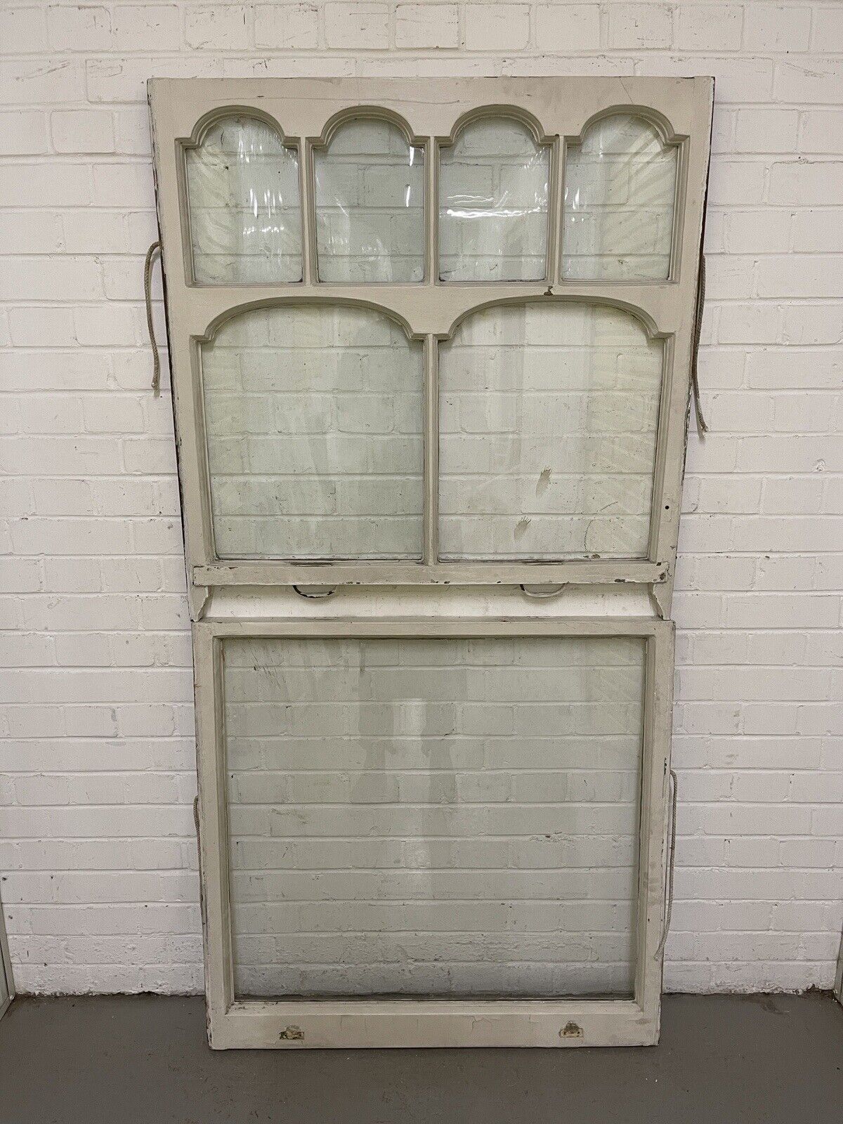 Pair Of Reclaimed Old Edwardian Arch Sash Wooden Windows 910 x 918 915 x 880mm