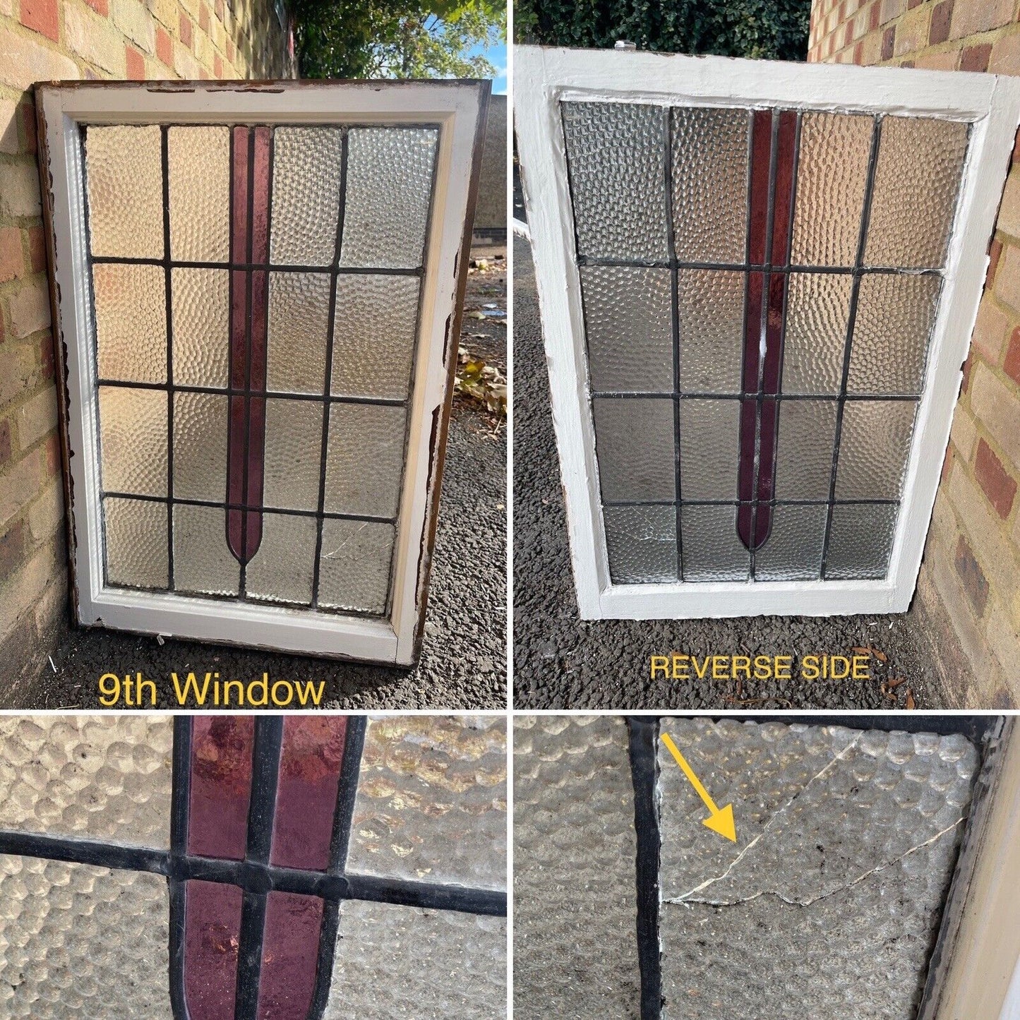 A Set Of Reclaimed Leaded Light Stained Glass Art Nouveau Window Panels