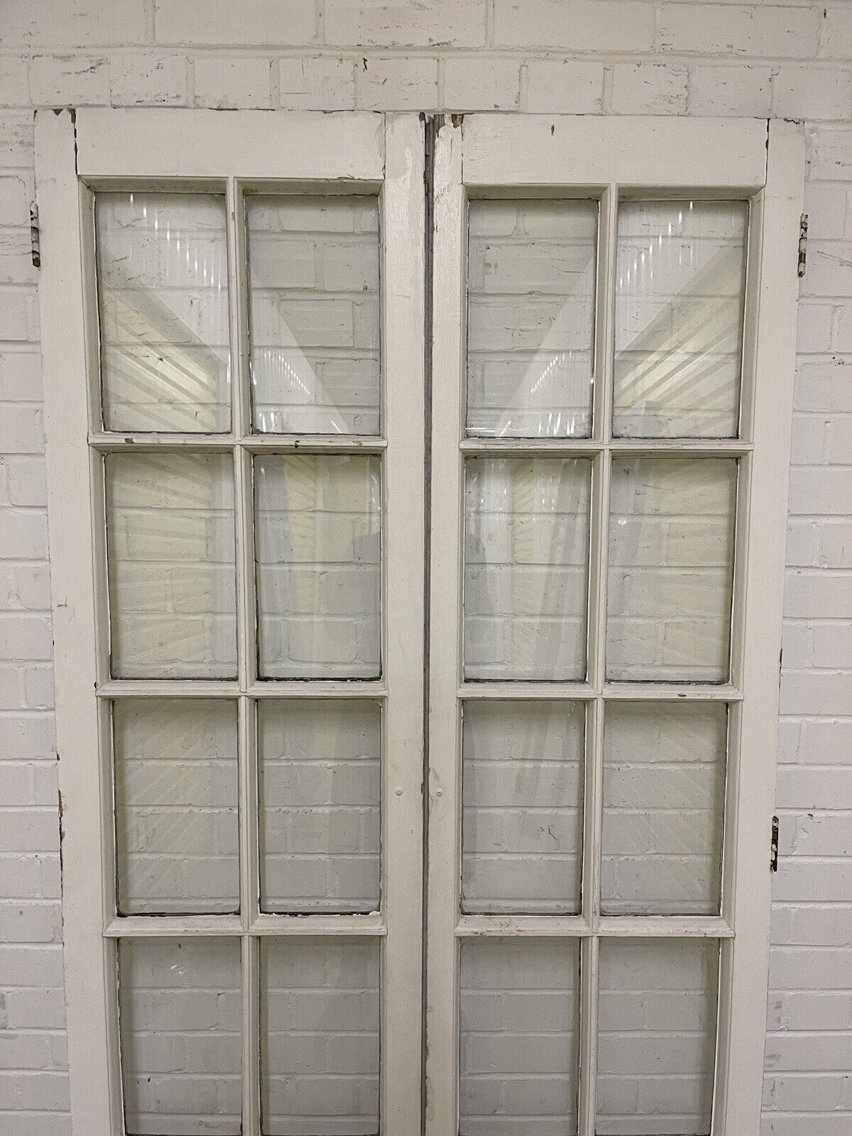 Reclaimed Old French Single Panel Glass Wooden Double Doors 1990mm x 1110mm
