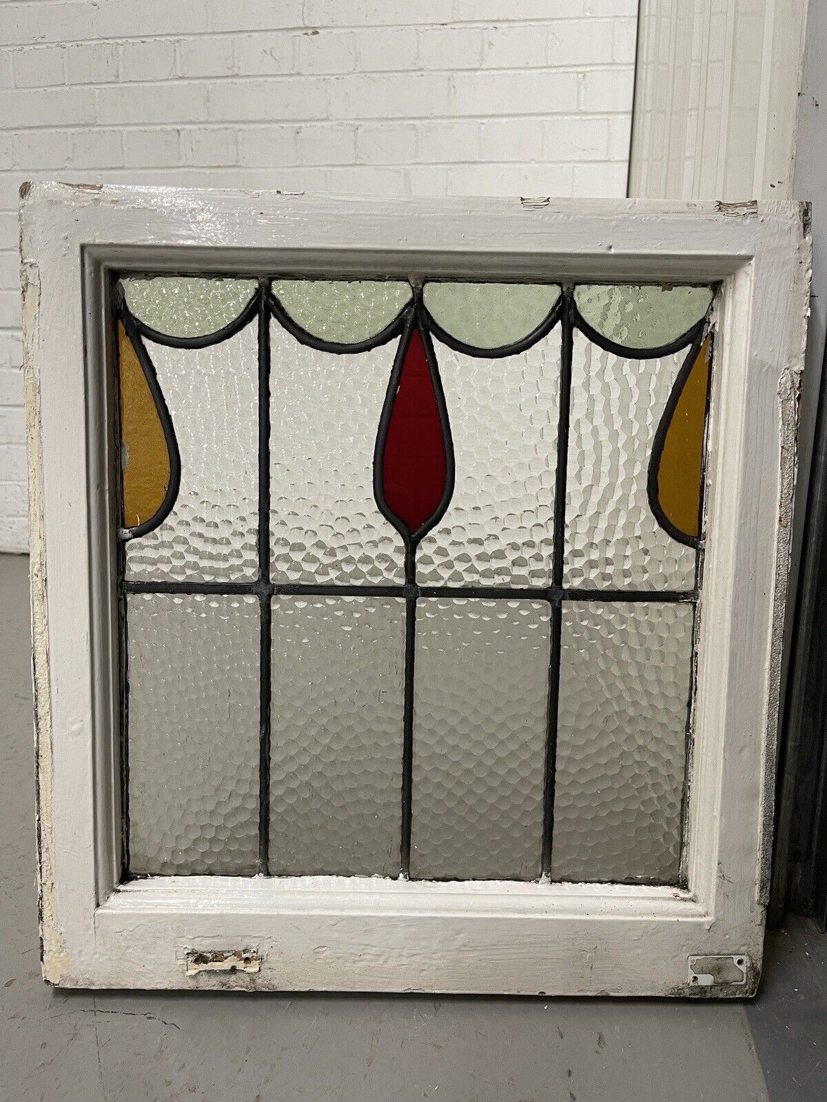 Reclaimed Leaded Light Stained Glass Window Panel 465 x 500mm