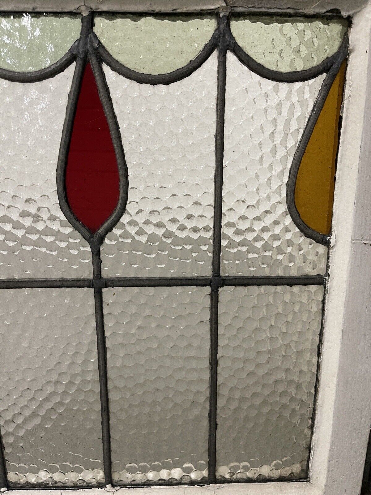 Reclaimed Leaded Light Stained Glass Window Panel 465 x 500mm