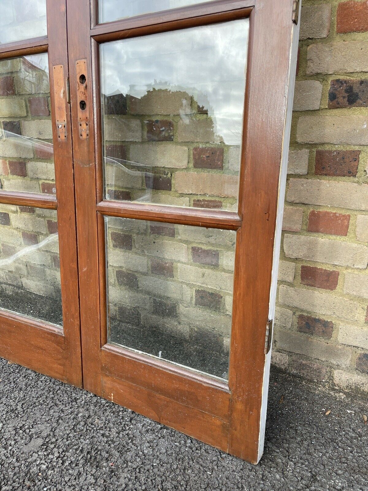 Reclaimed French Double Glazed Wooden Inter-locking Double Doors 1980mm x 1170mm