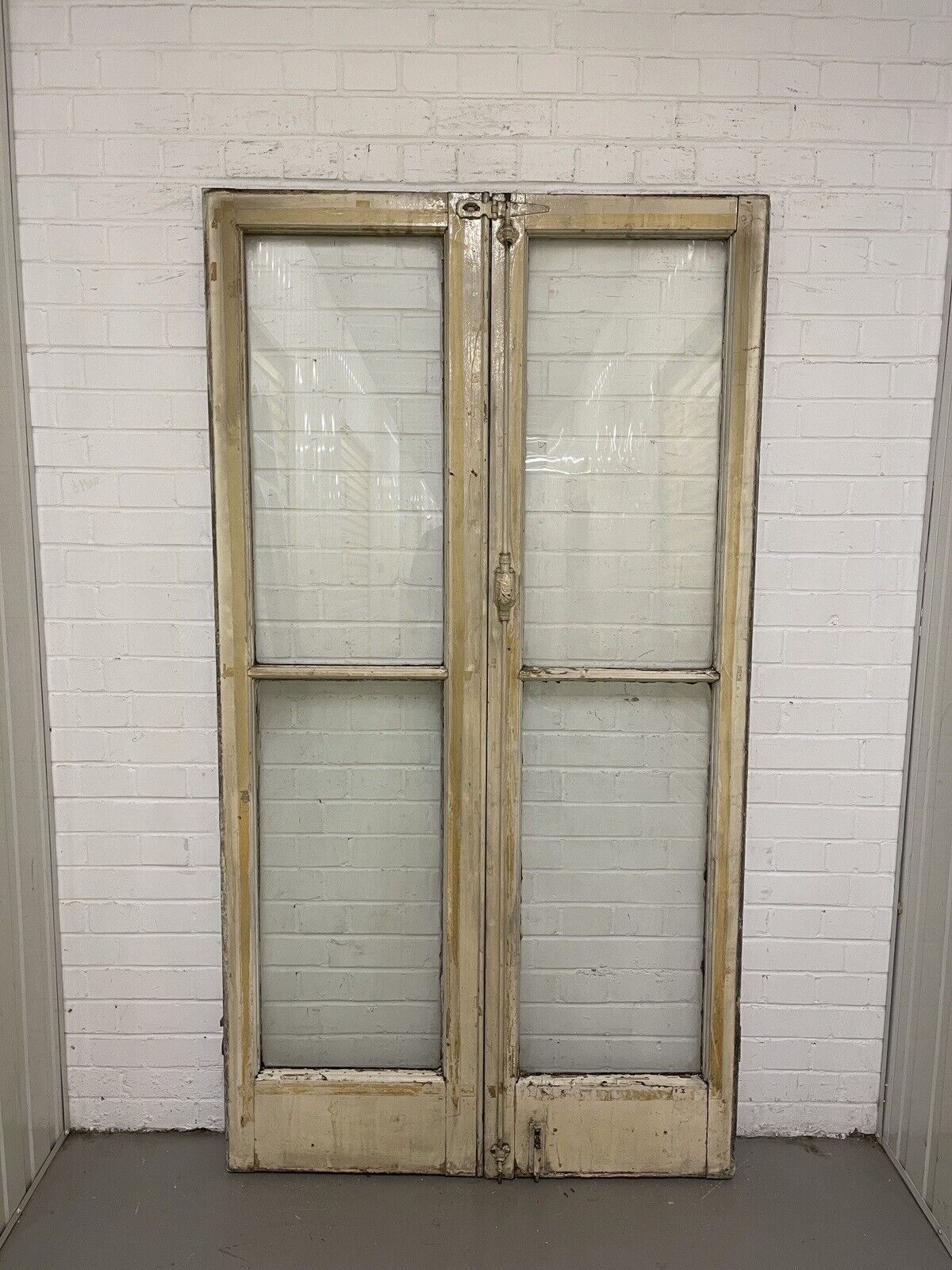 Reclaimed Old French Single Panel Glass Wooden Double Doors  1975 x 1068mm