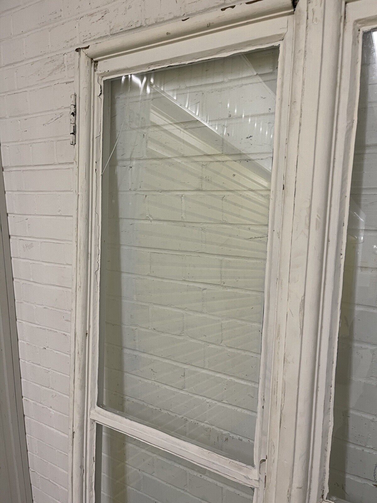 Reclaimed French Single Panel Glass Wooden Windows Double Doors 1965 x 1184mm
