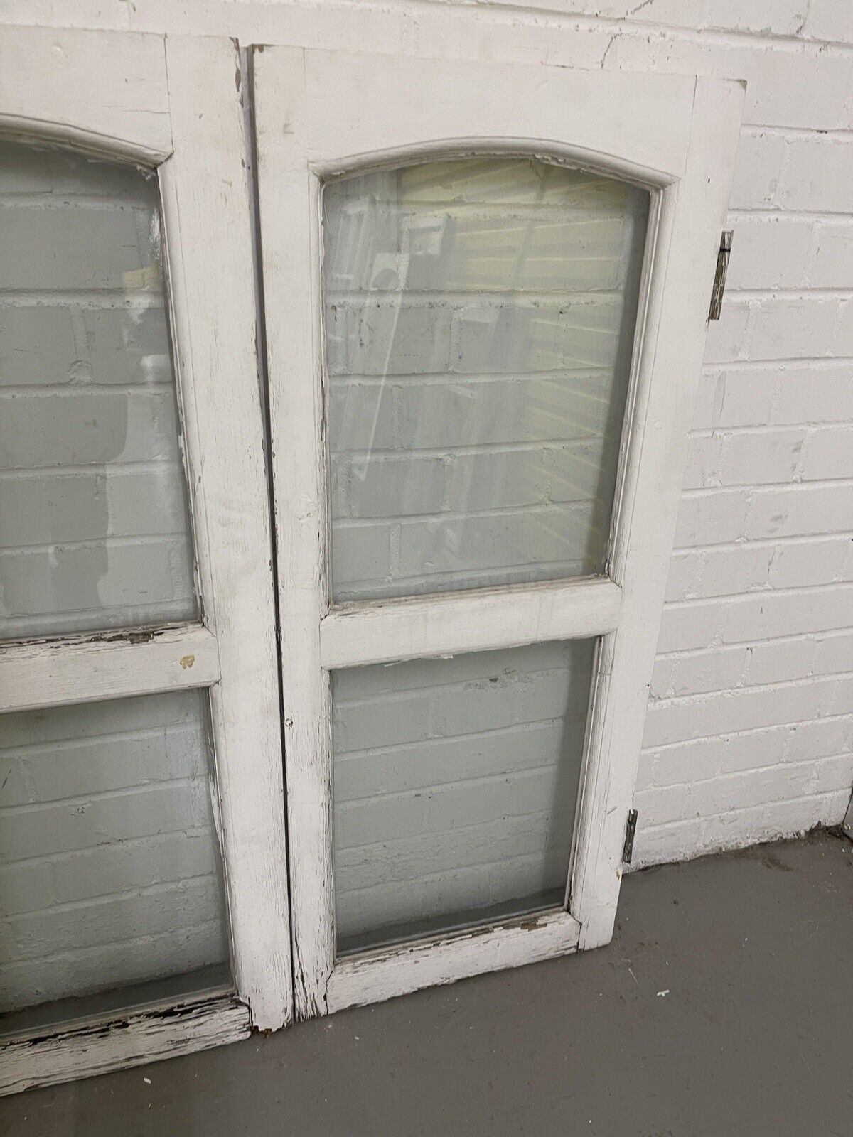 Two Pairs Of French Arch Double Glazed Wooden Windows 1040 x 895mm 1040 x 895mm