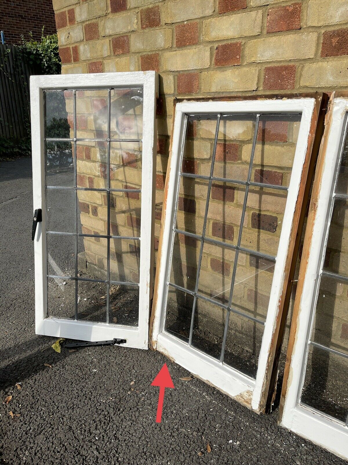 Job Lot Of 6 Reclaimed Leaded Light Panel Wooden Windows