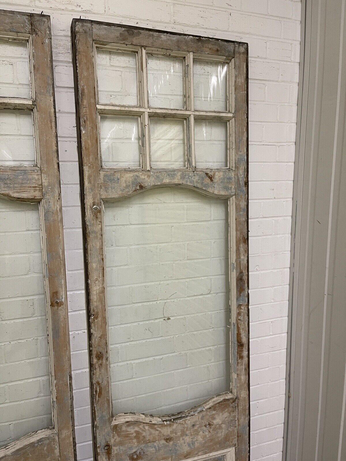 Reclaimed Georgian French Single Panel Glass Wooden Double Doors 2040 x 1245mm