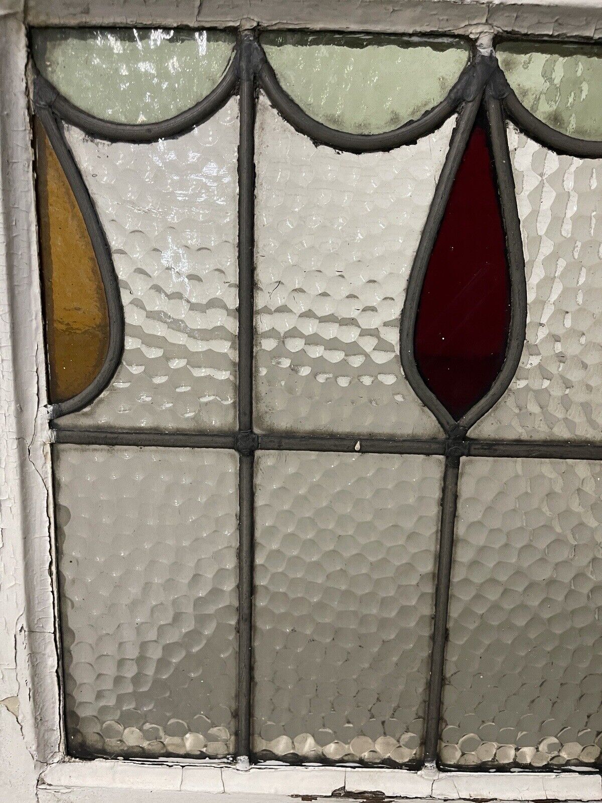 Reclaimed Leaded Light Stained Glass Window Panel 468 x 450mm