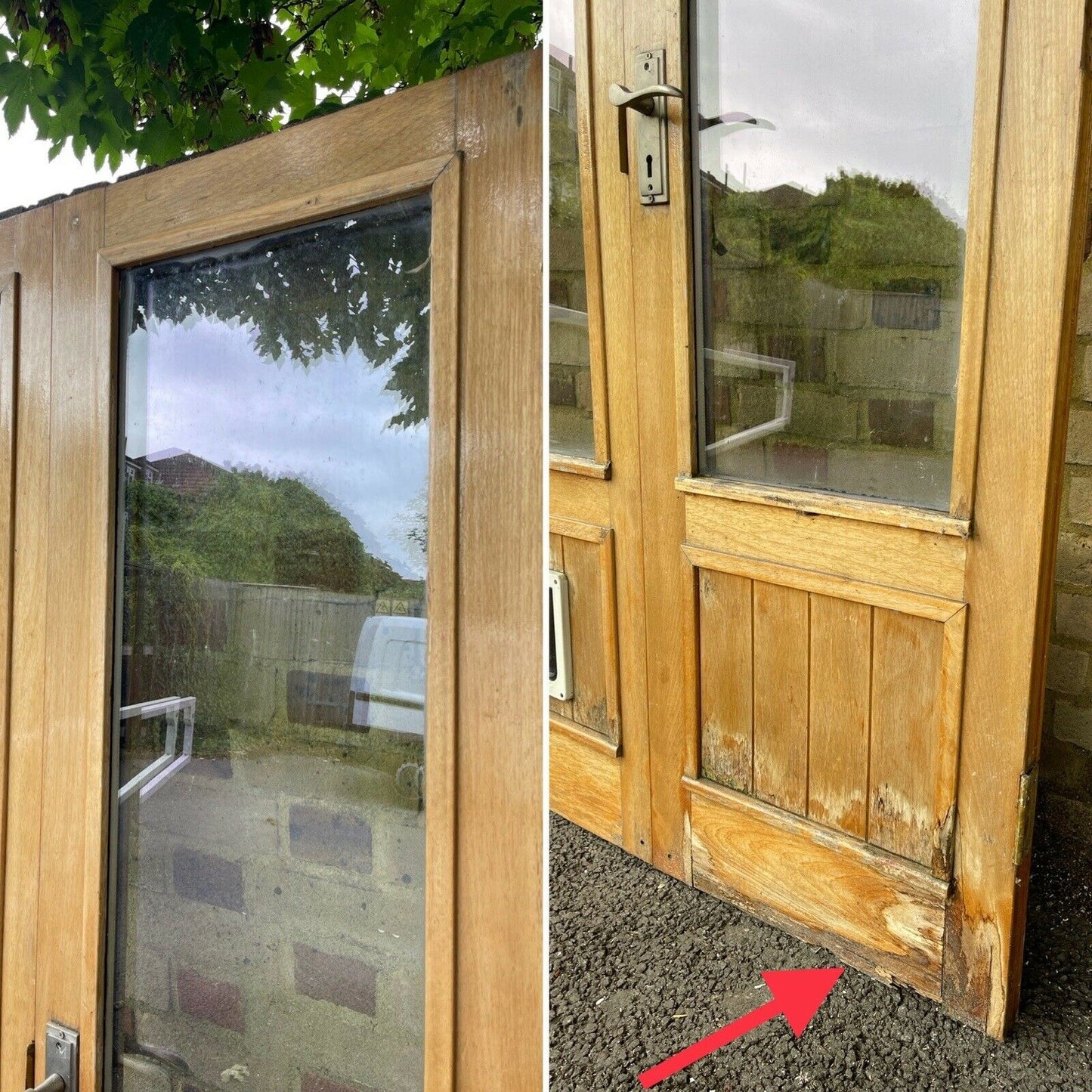 Reclaimed French Double Glazed Wooden Inter-locking Double Doors 1980 x 1105mm