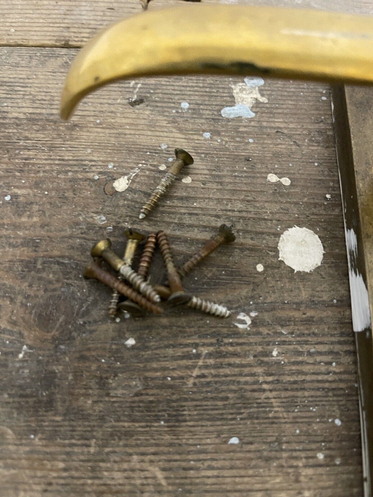 Pair Of Reclaimed Antique Old Brass Door Handles