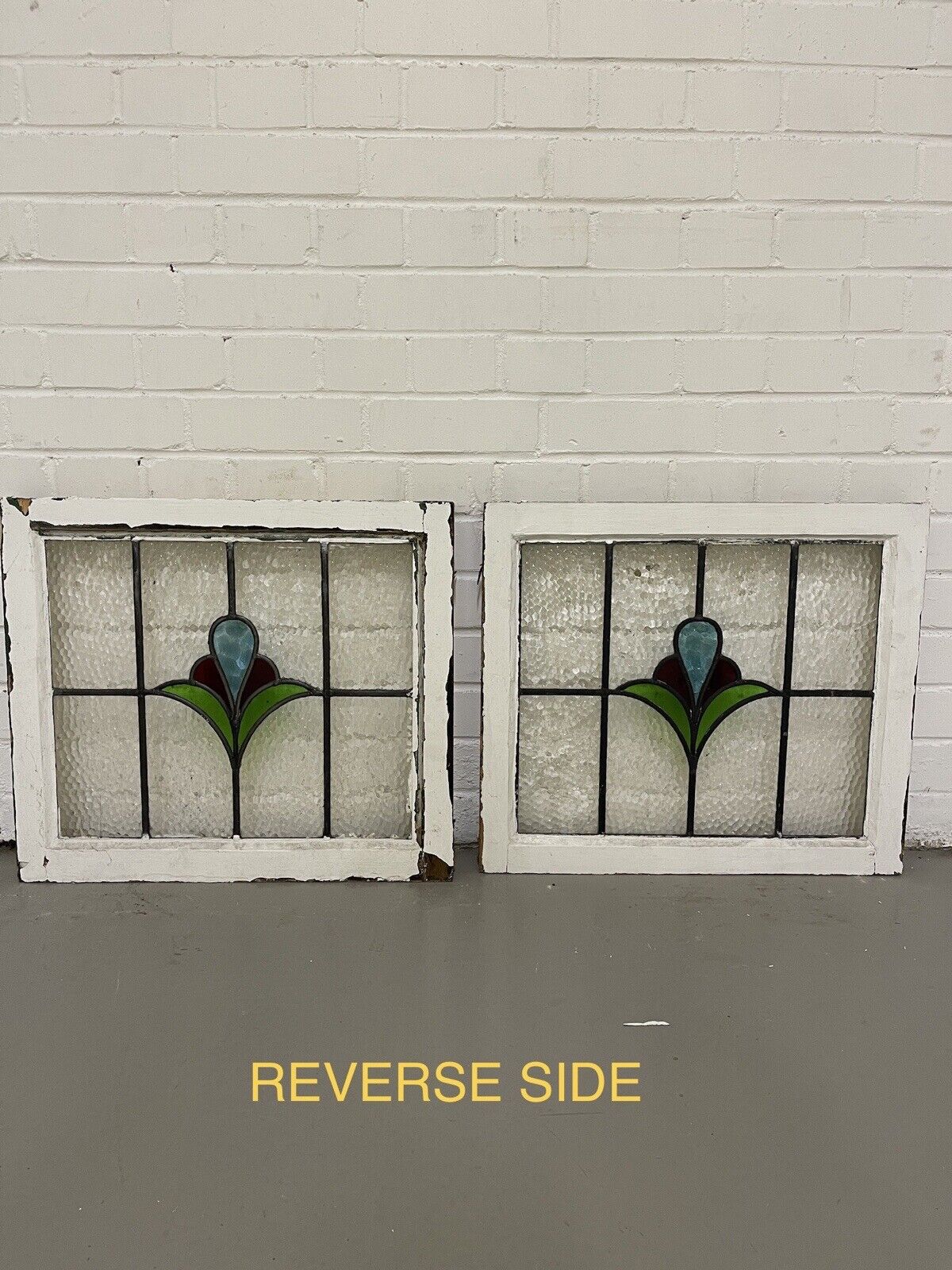 Reclaimed Leaded Light Stained Glass Art Nouveau Wooden Window Panel