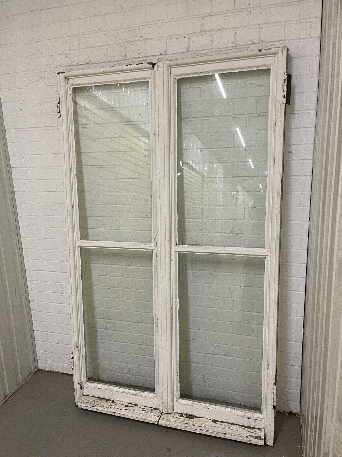 Reclaimed French Single Panel Glass Wooden Windows Double Doors 1965 x 1184mm
