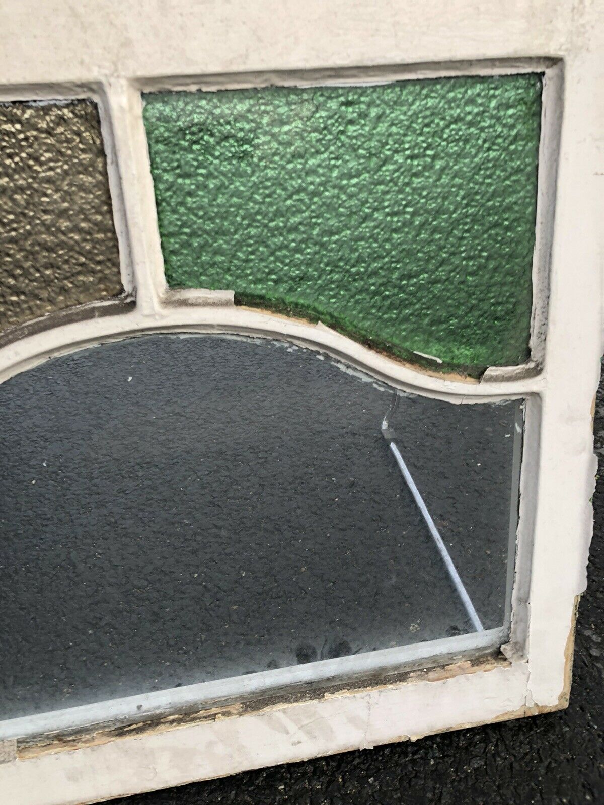 Reclaimed Art Deco Stained Glass Wooden Panel Window