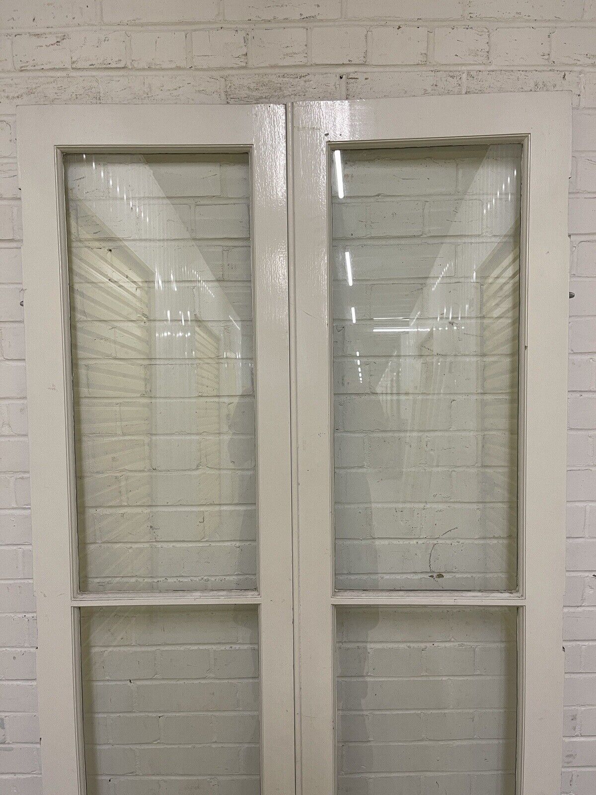 Reclaimed French Toughened Single Panel Glass Wooden Double Door 1930 x 1004mm
