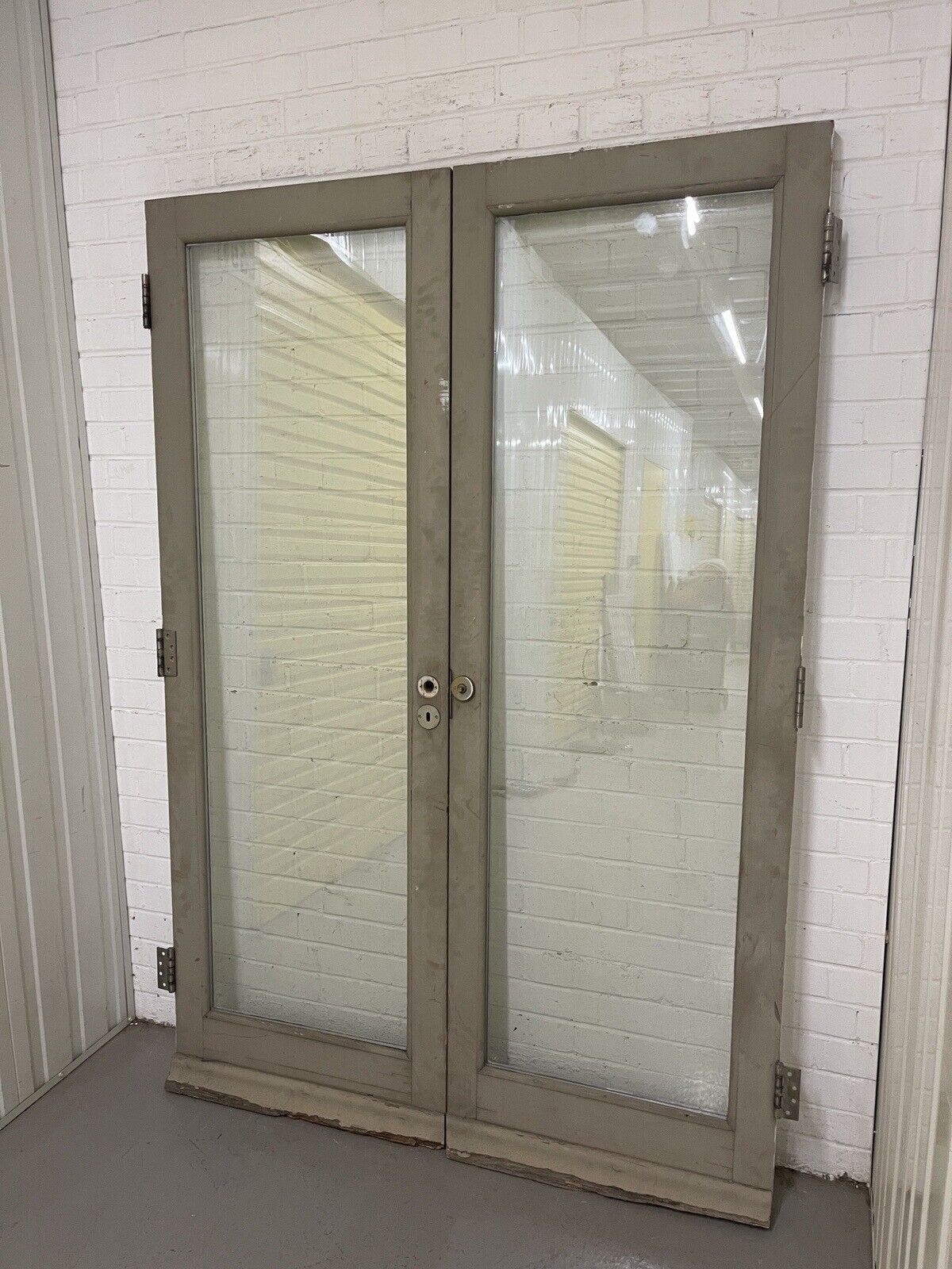 Reclaimed Old French Double Glazed Glass Wooden Double Doors 1355mm x 1980mm