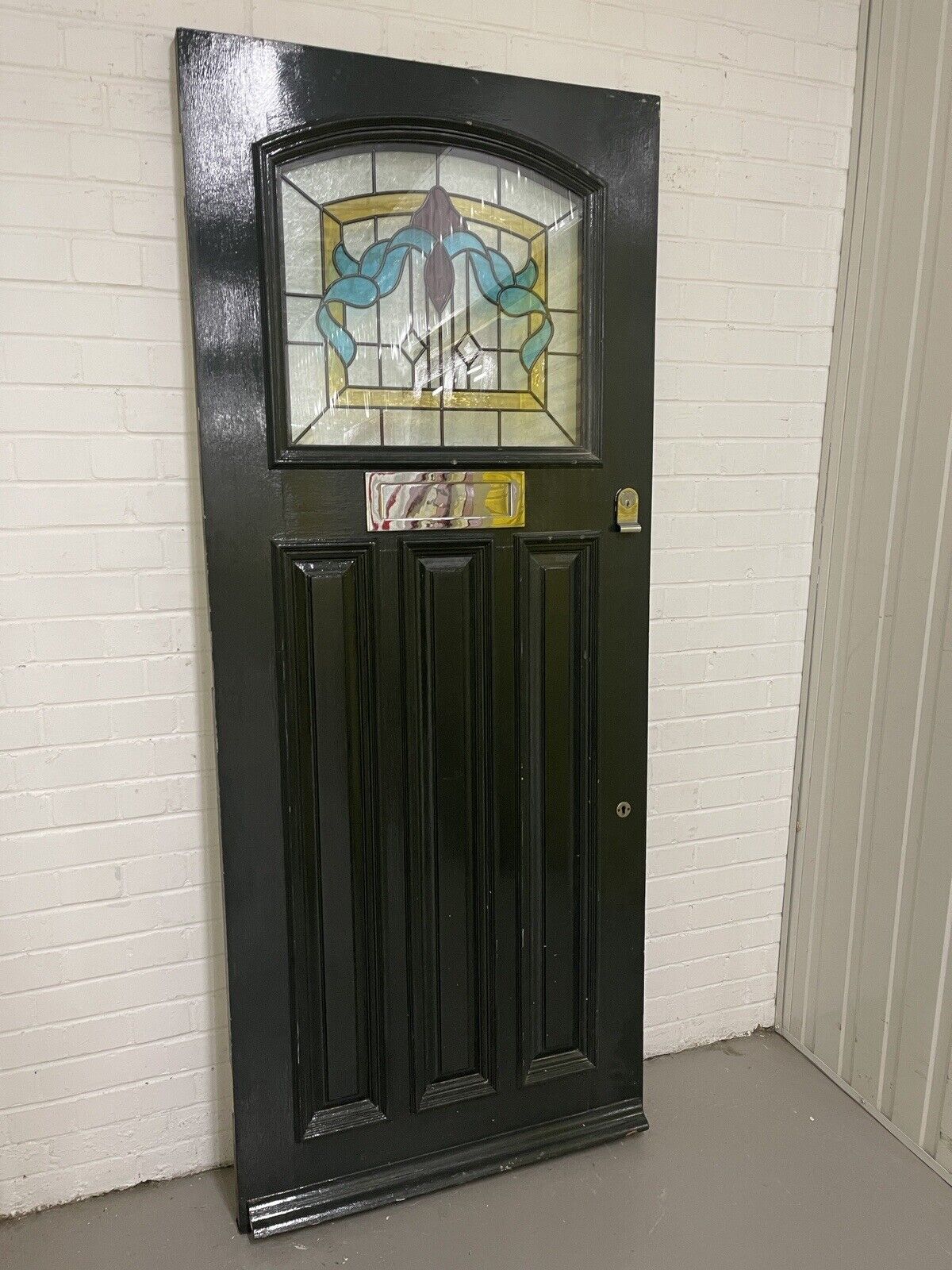 Reclaimed Style Edwardian Leaded Glass Wooden Panel Front Door 2073 x 860mm