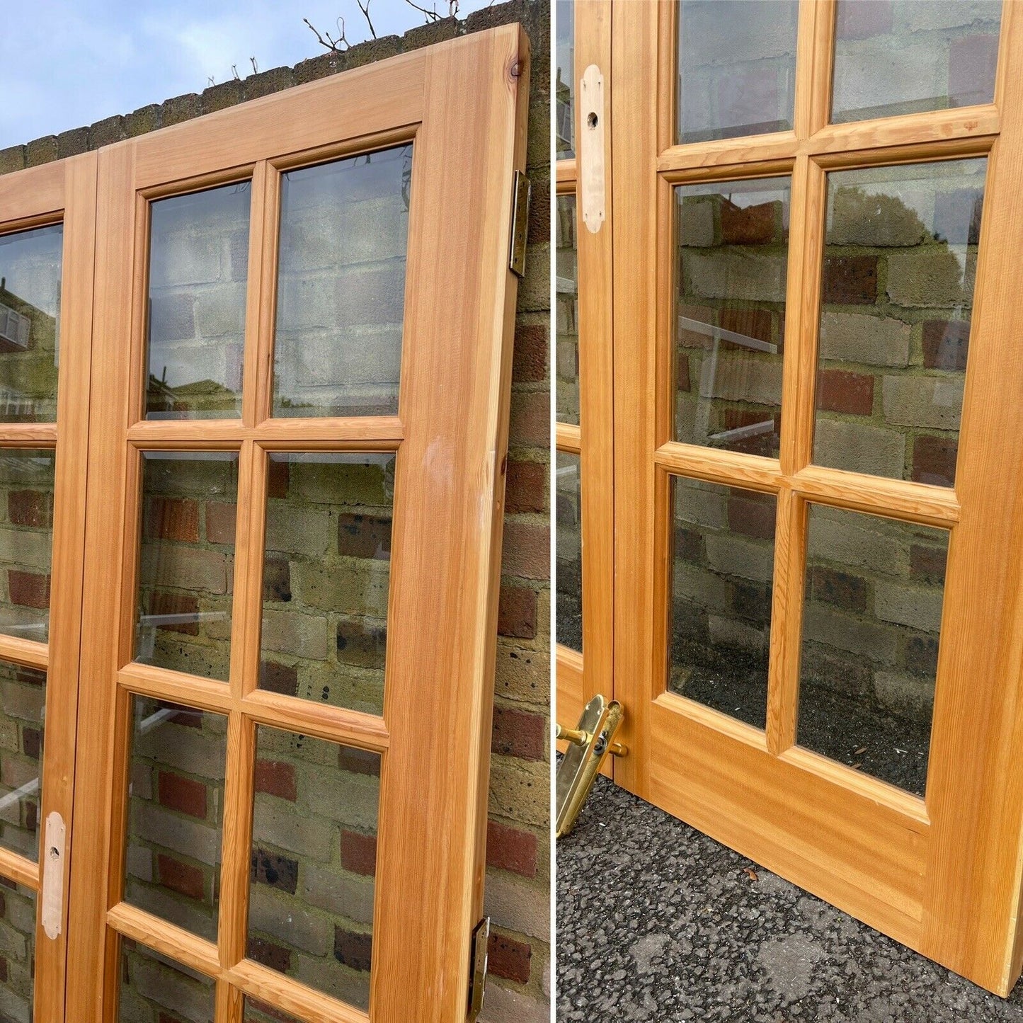 Internal French Bevelled Single Panel Glass Inter Locking Wooden Double Doors