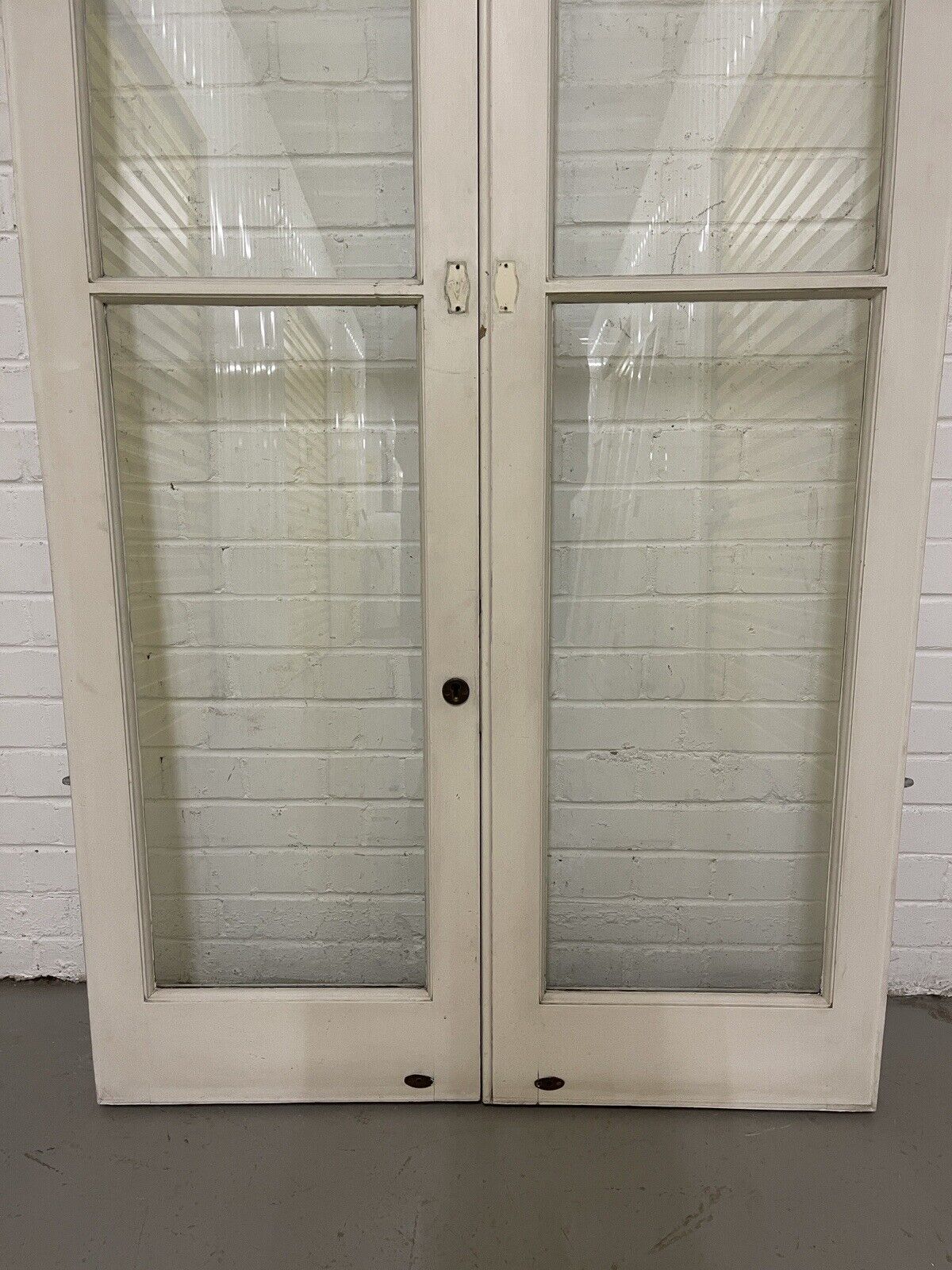 Reclaimed French Toughened Single Panel Glass Wooden Double Door 1930 x 1004mm