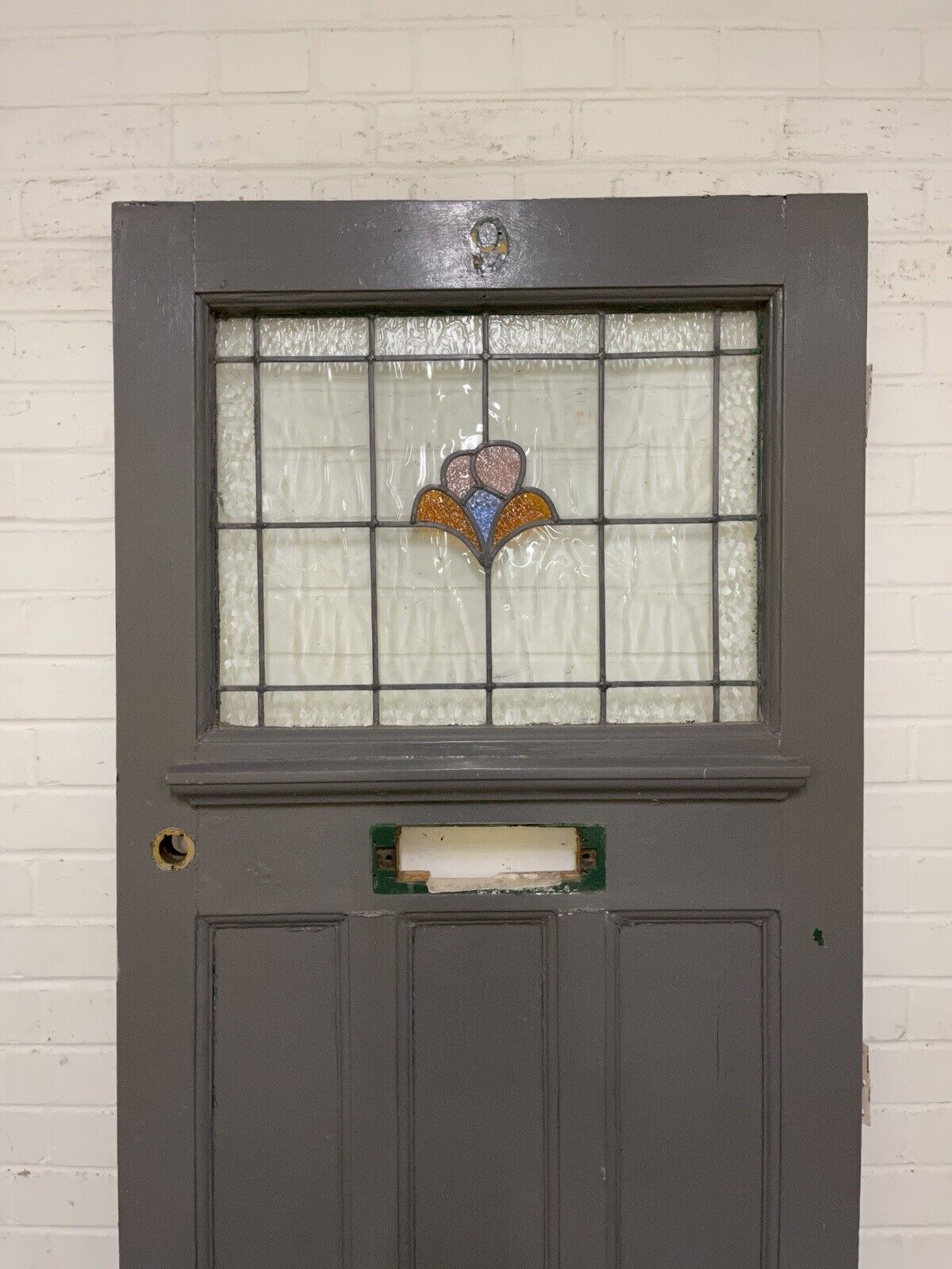 Reclaimed Victorian Edwardian Stained Glass Wooden Panel Front Door 2028 x 813mm