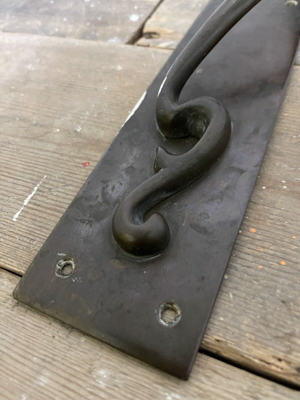 Reclaimed Old Art Nouveau Phosphor Bronze Door Pull Handle 355mm or 14 inches
