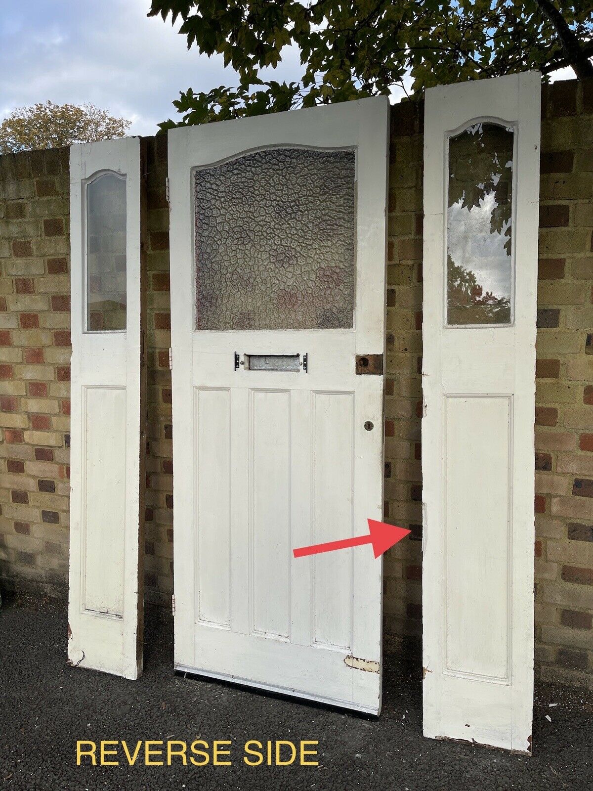 Reclaimed Victorian Edwardian Wooden Panel External Front Door With Surround
