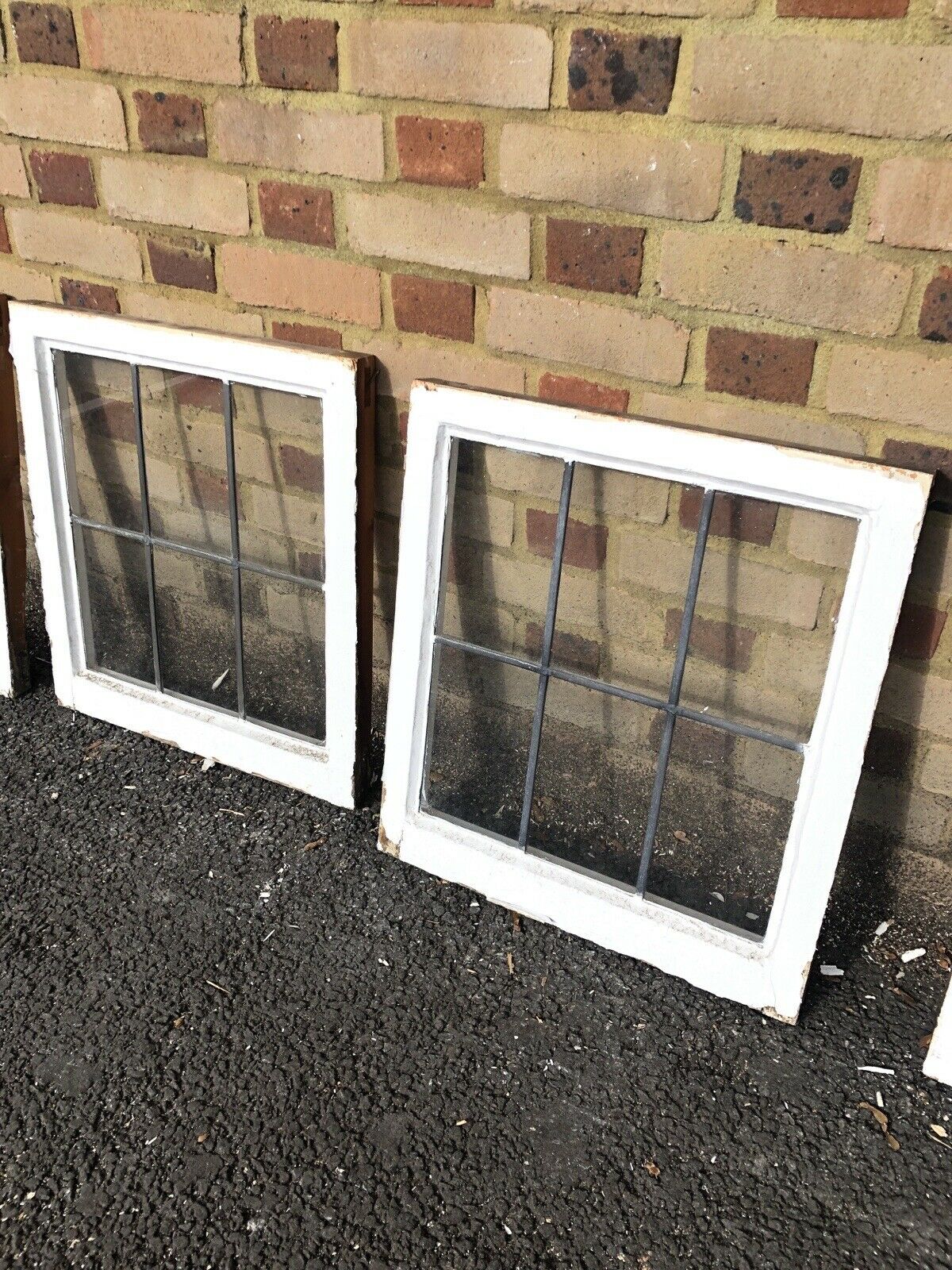 Job Lot Of 5 Reclaimed Leaded Light Panel Wooden Windows
