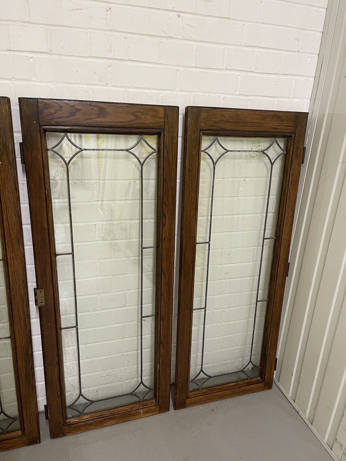 Job Lot Of Four Double Glazed Leaded Trim Oak Wooden Windows 1265 x 500mm