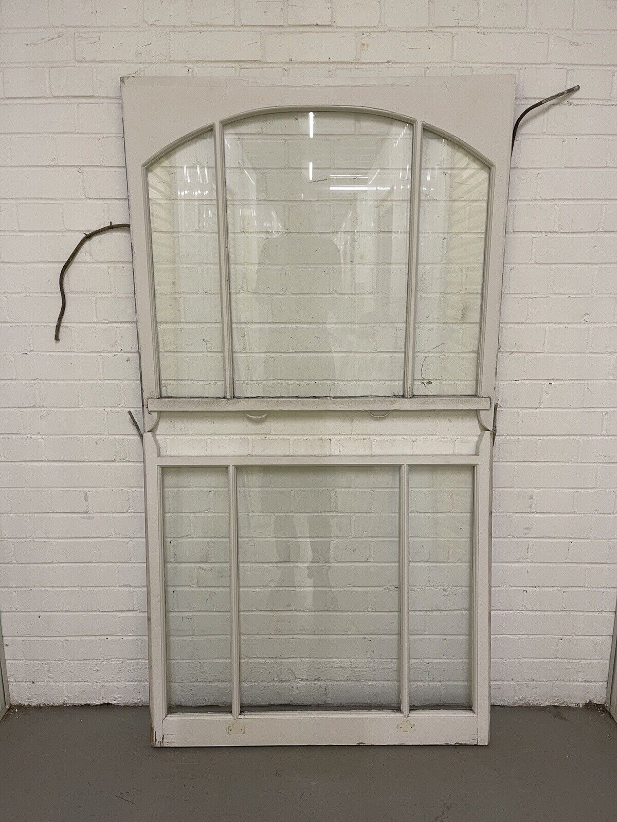 Pair Of Reclaimed Edwardian Arch Wooden Panel Sash Window 935x865 940x873