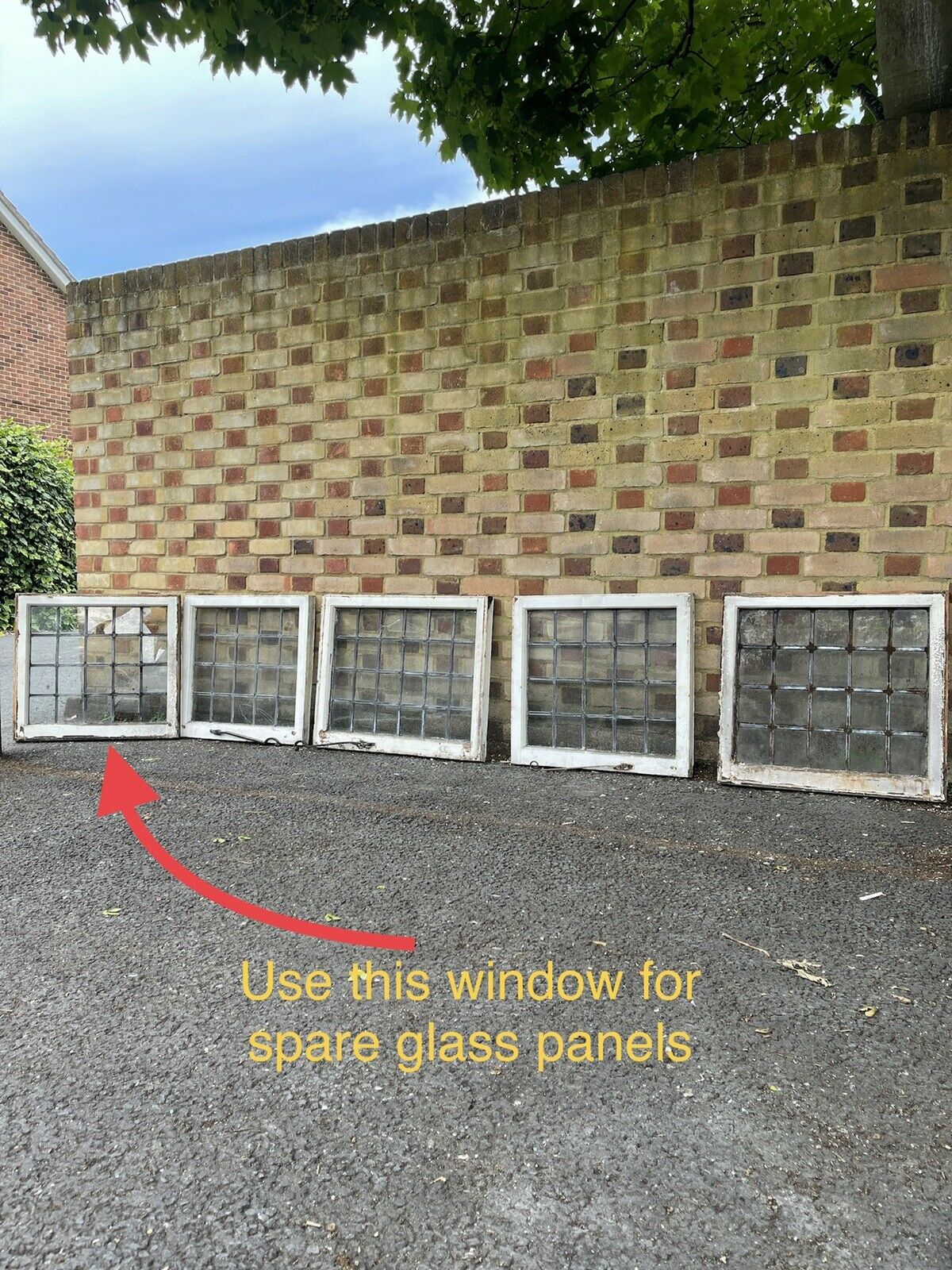 Job Lot Of 5 Reclaimed Leaded Light Panel Wooden Window