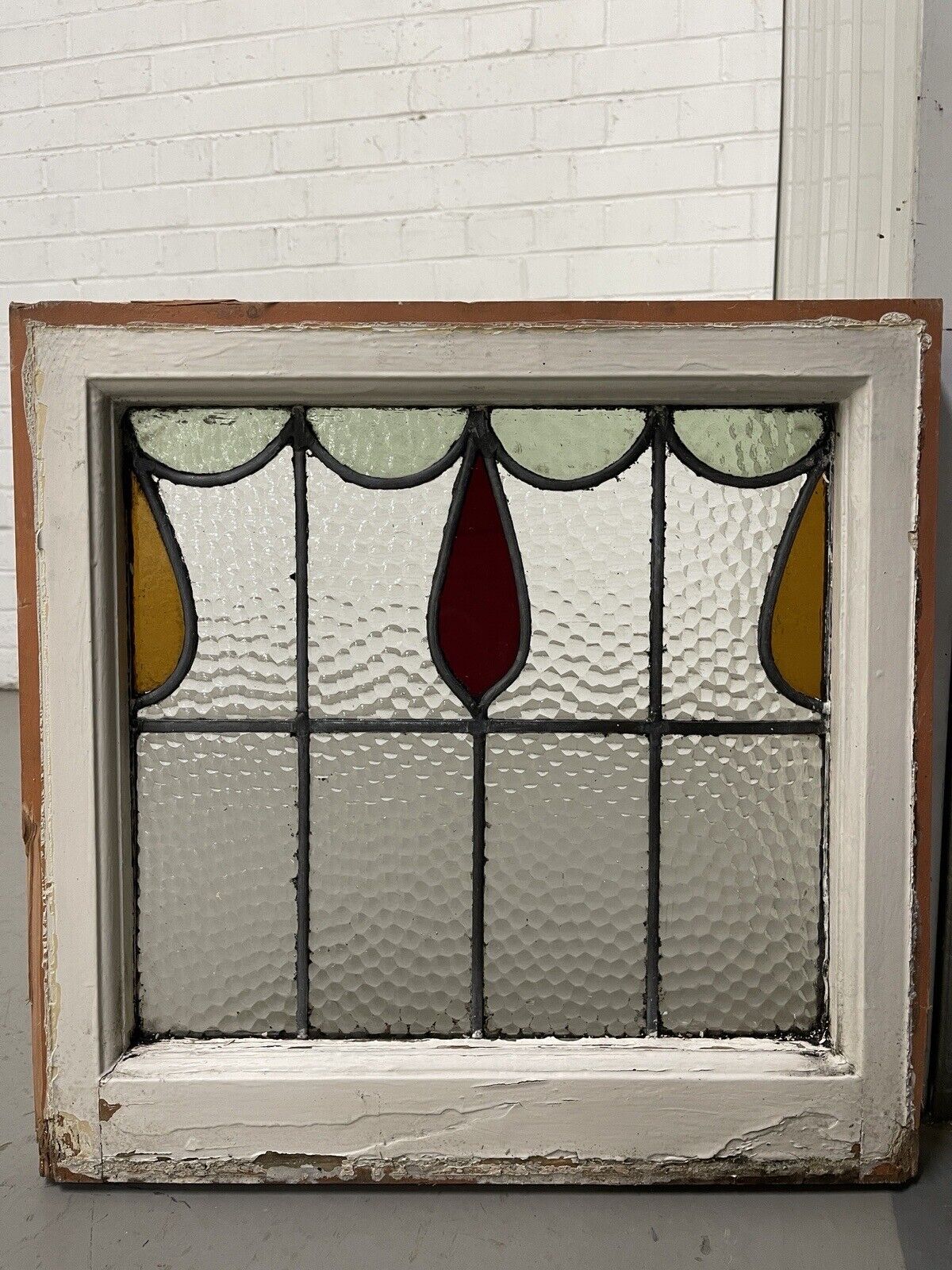 Reclaimed Leaded Light Stained Glass Window Panel 470 x 455mm