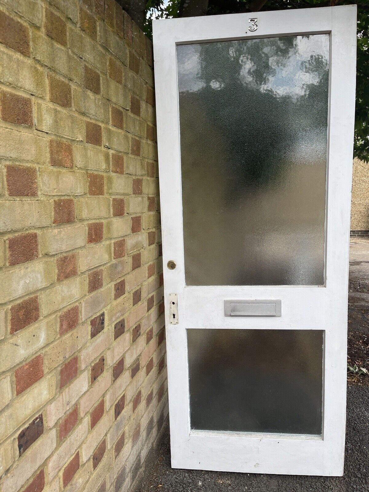 Reclaimed Old Single panel Glass Wooden Door Side Back Door 2090 x 832mm