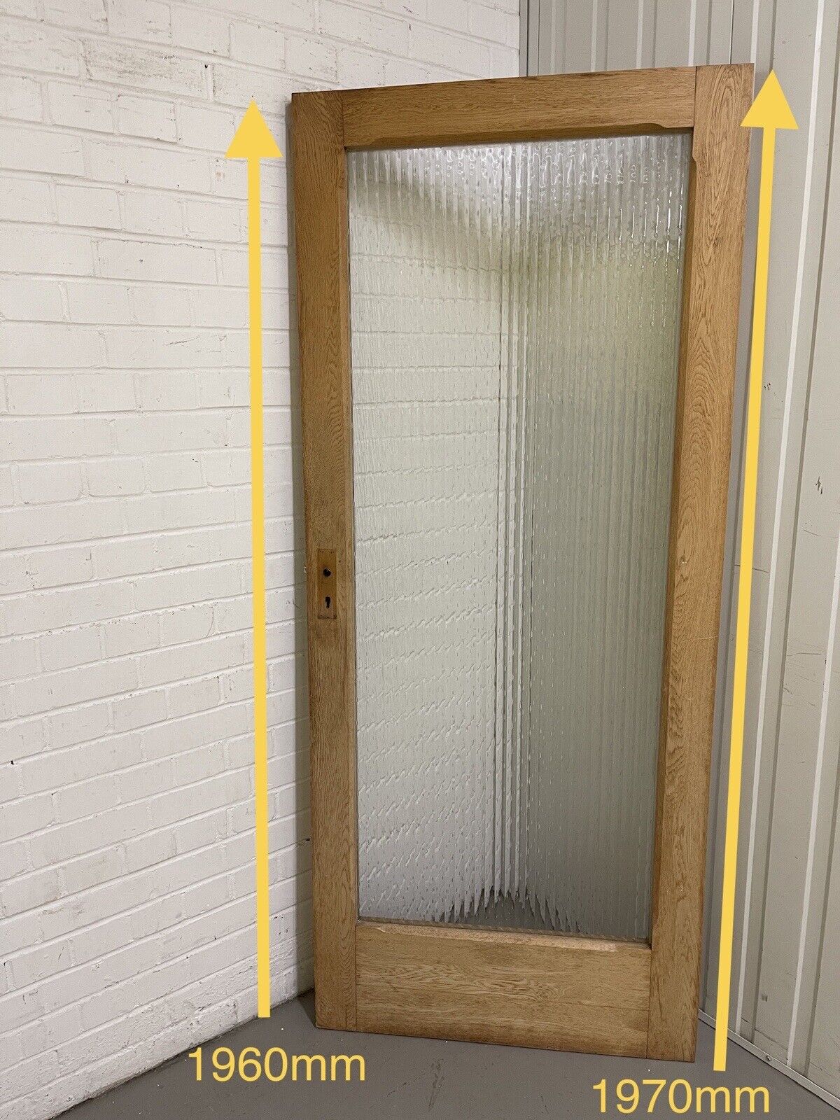 Reclaimed  Reeded Glass Internal Arts and Craft Door 1960 or 1970 x 835mm