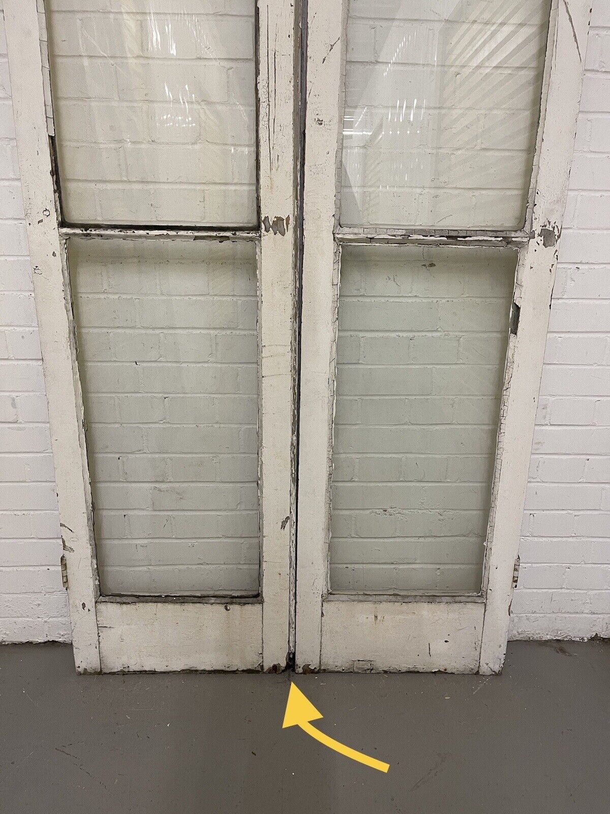 Reclaimed Old French Single Panel Glass Wooden Double Doors 1975 x 1068mm