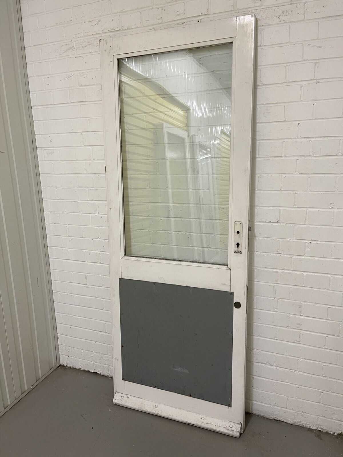 Reclaimed Old Double Glazed Glass Wooden Door Side Back Door 1963 x 758mm