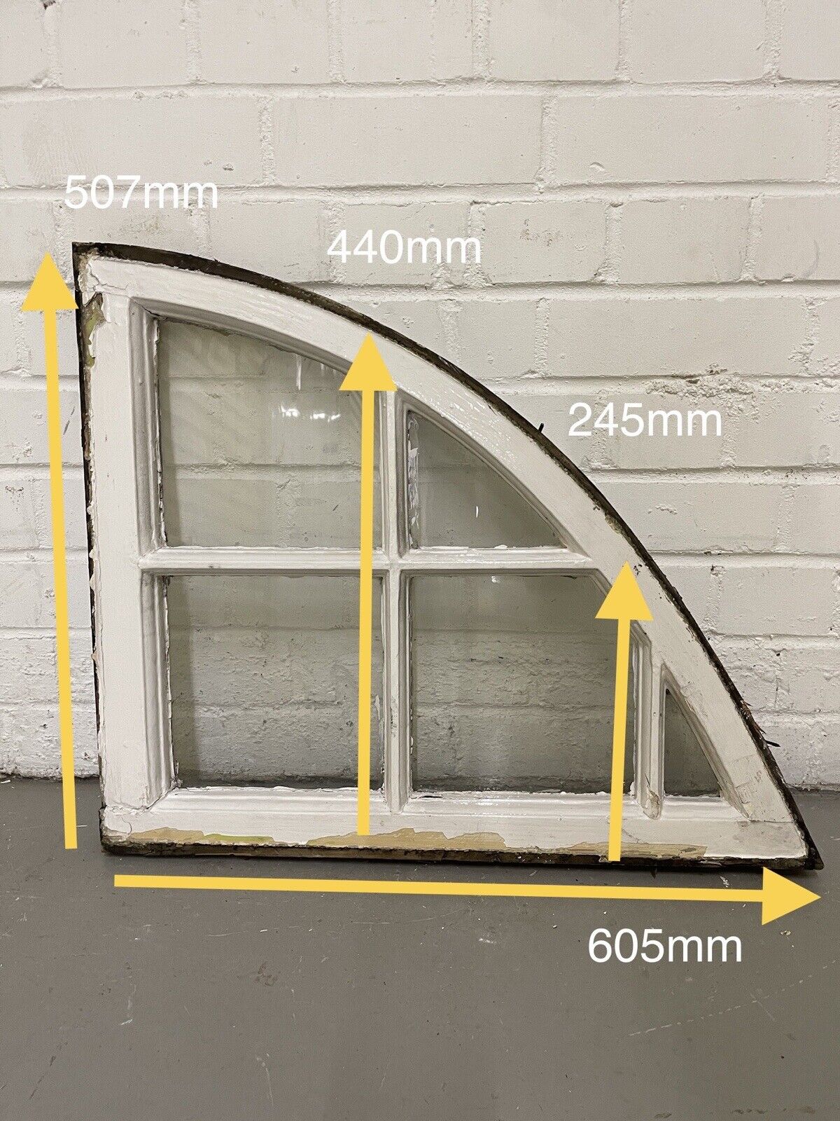 Reclaimed Old Georgian Arch Panel Wooden Sash Window 507 x 605mm