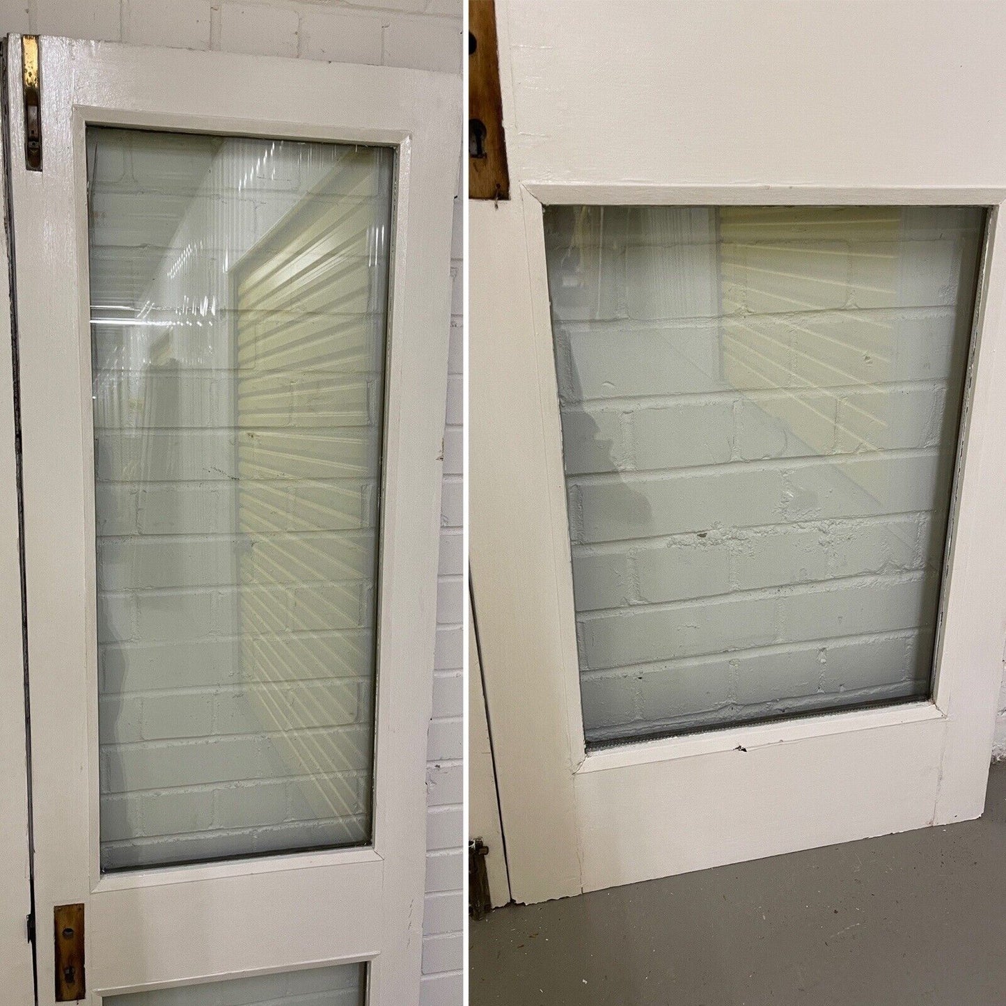 Reclaimed Old French Double Glazed Glass Wooden Double Doors 1980mm x 1143mm