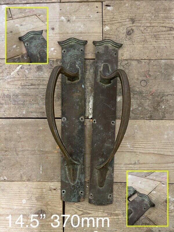 Pair Of Large Reclaimed Antique Phosphur Bronze Brass Door Handles 370mm