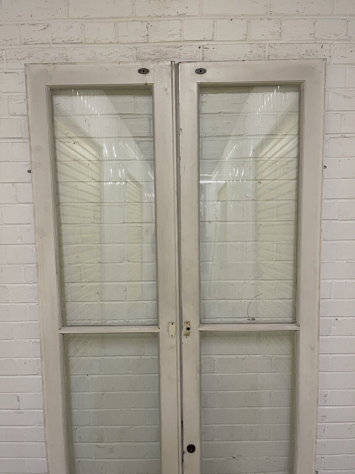 Reclaimed French Toughened Single Panel Glass Wooden Double Door 1925 x 1004mm