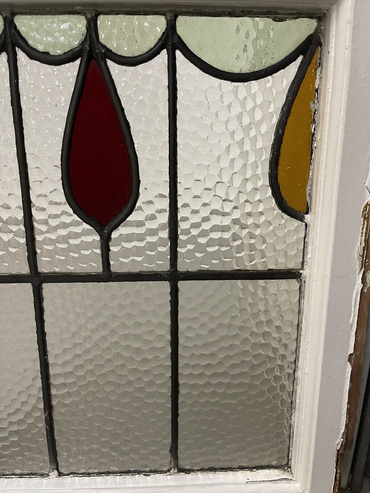 Reclaimed Leaded Light Stained Glass Window Panel 430 x 505mm