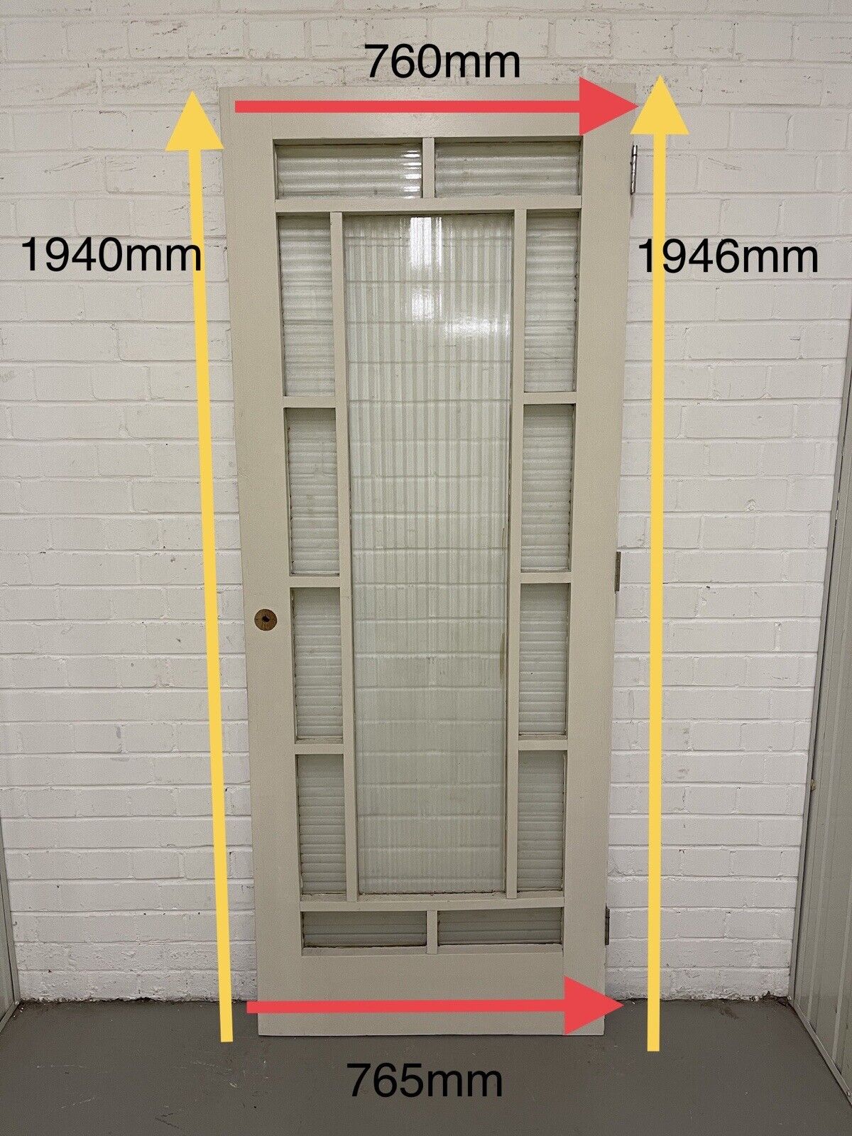 Art Deco Reeded Glass Internal Or External Door 1940 or 1946mm x 760mm