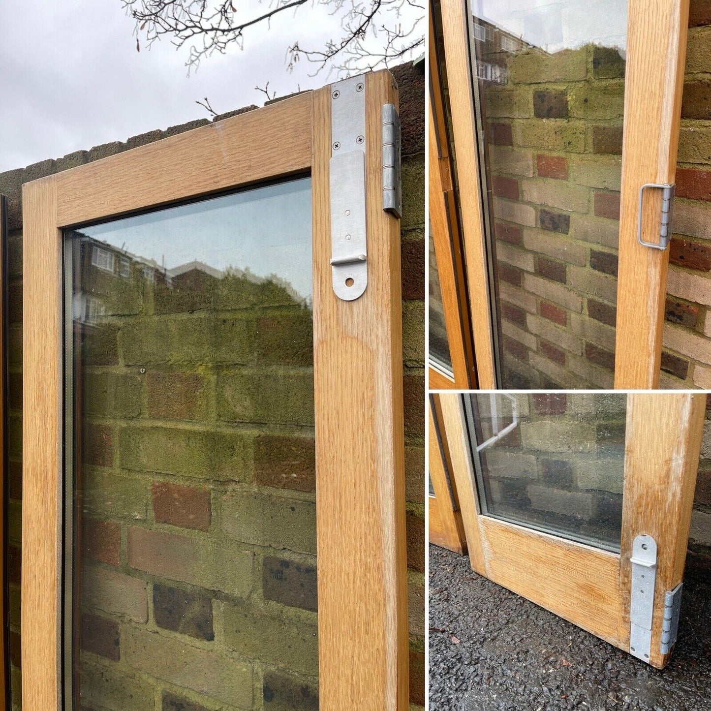 Solid Oak Double Glazed Bifold Sliding External Doors NO FRAME 1970 x 1710mm