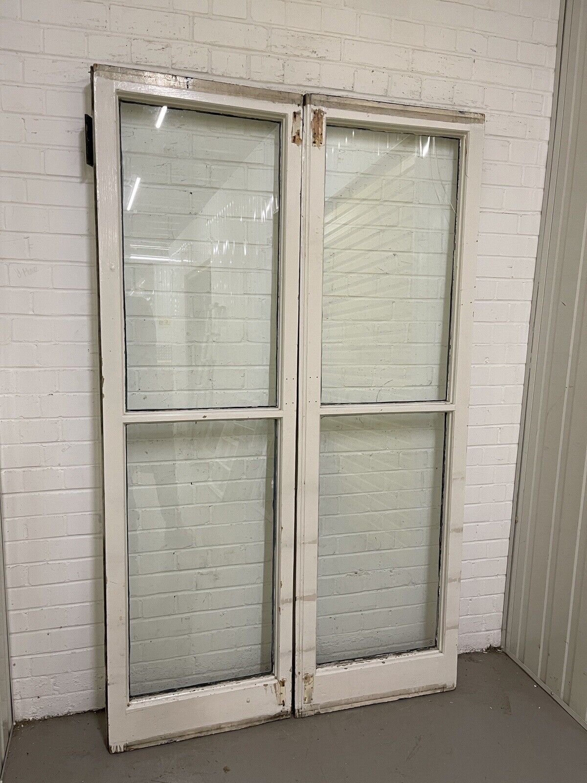 Reclaimed French Single Panel Glass Wooden Windows Double Doors 1965 x 1184mm
