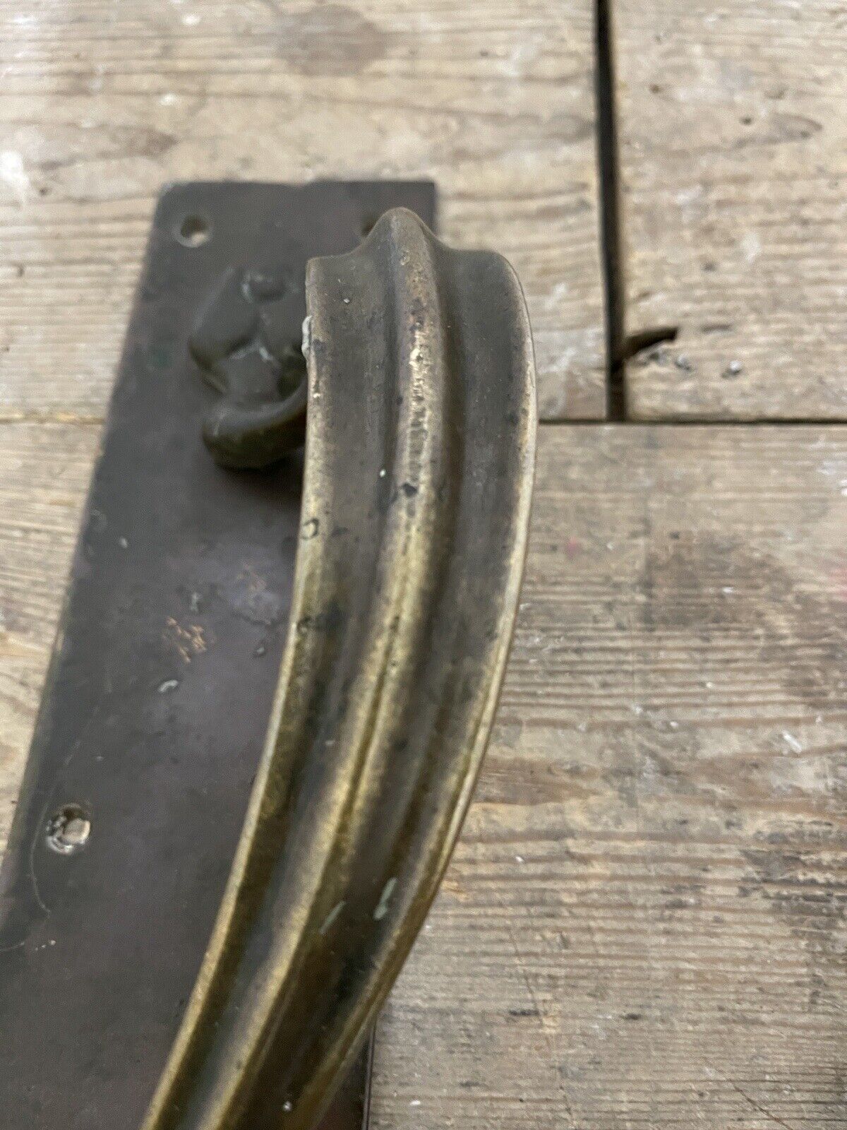 Reclaimed Old Art Nouveau Phosphor Bronze Door Pull Handle 355mm or 14 inches