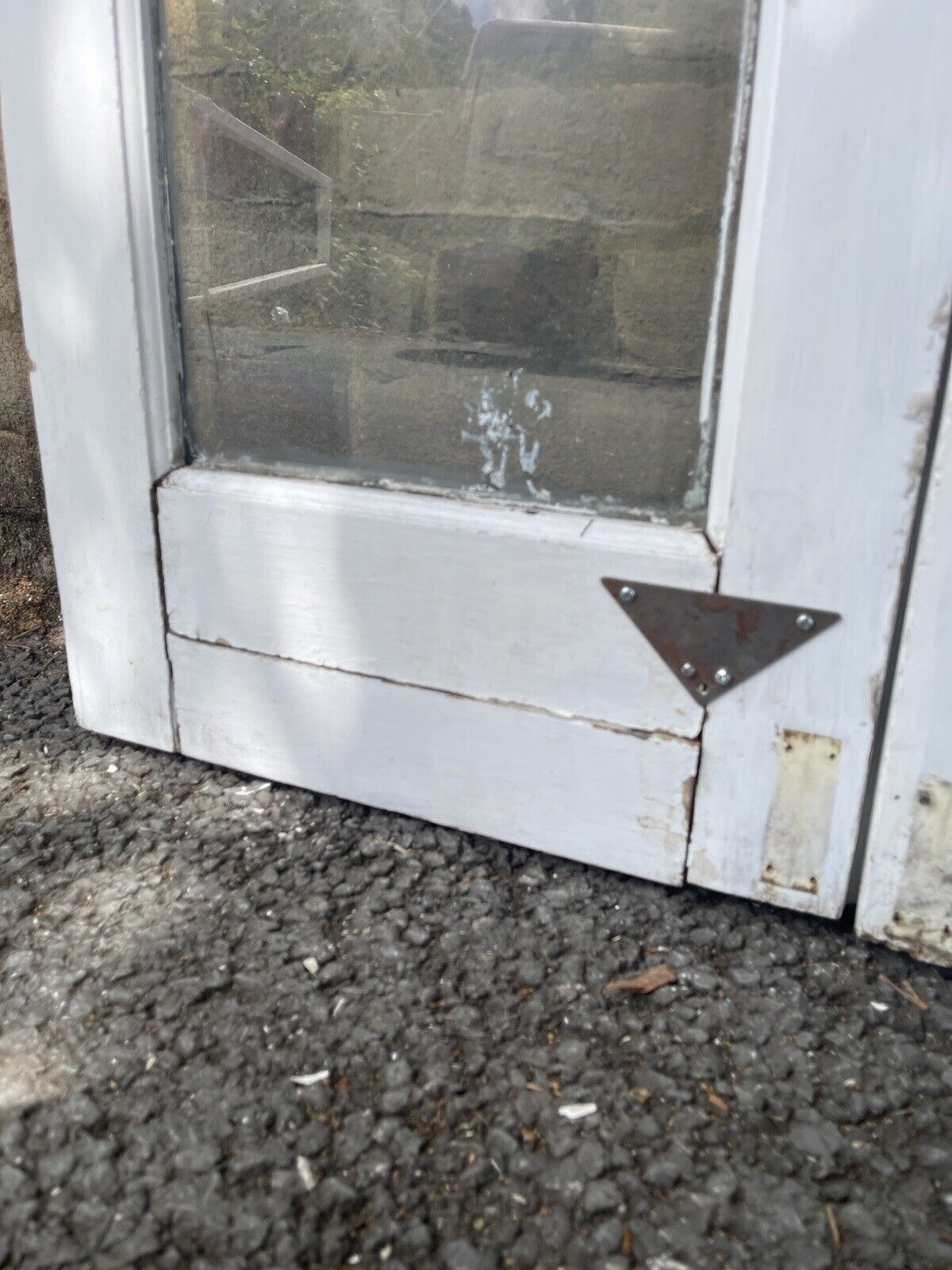 Reclaimed Old French Single Panel Glass Wooden Double Doors 1970 x 910mm