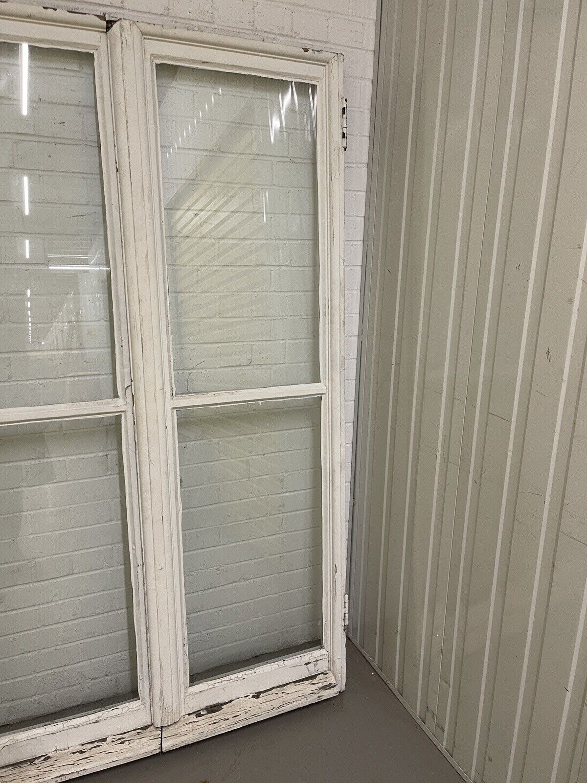 Reclaimed French Single Panel Glass Wooden Windows Double Doors 1965 x 1184mm