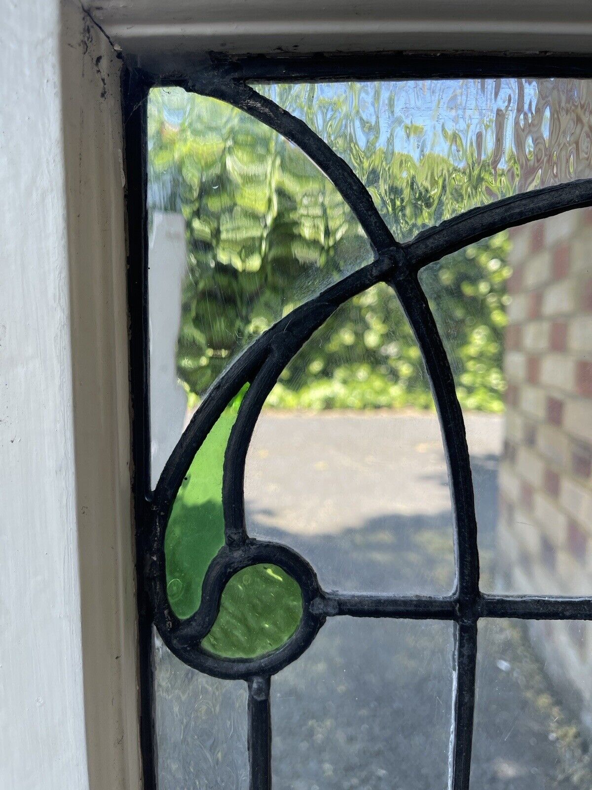 Reclaimed Leaded Light Stained Glass Art Nouveau Window Panel 835 x 530mm