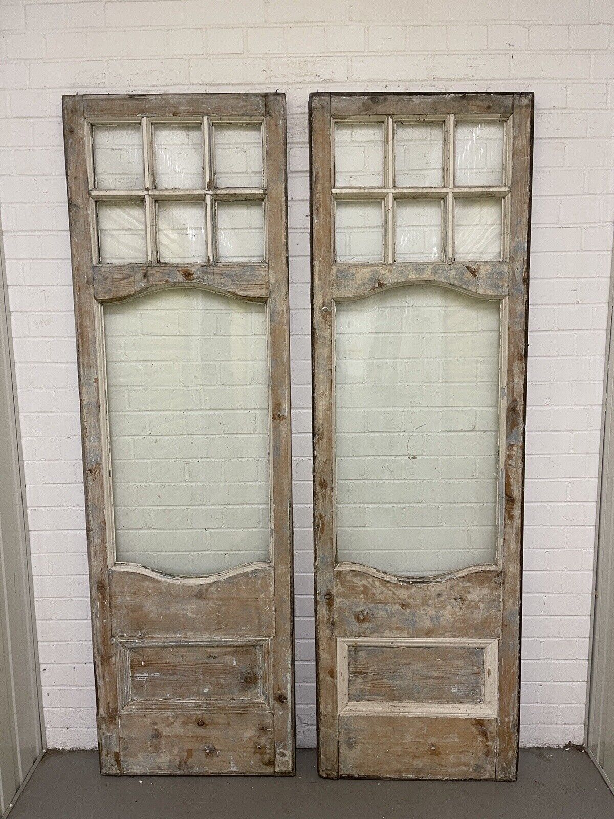 Reclaimed Georgian French Single Panel Glass Wooden Double Doors 2040 x 1245mm
