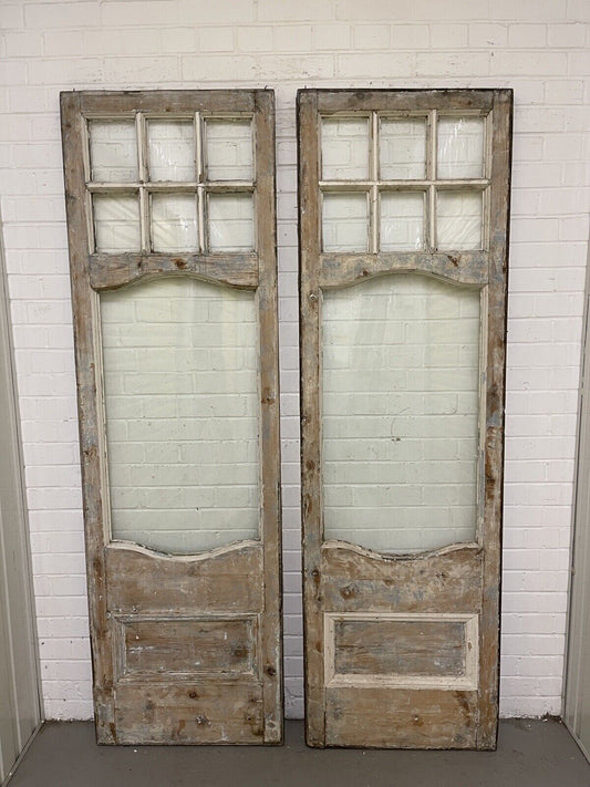 Reclaimed Georgian French Single Panel Glass Wooden Double Doors 2040 x 1245mm