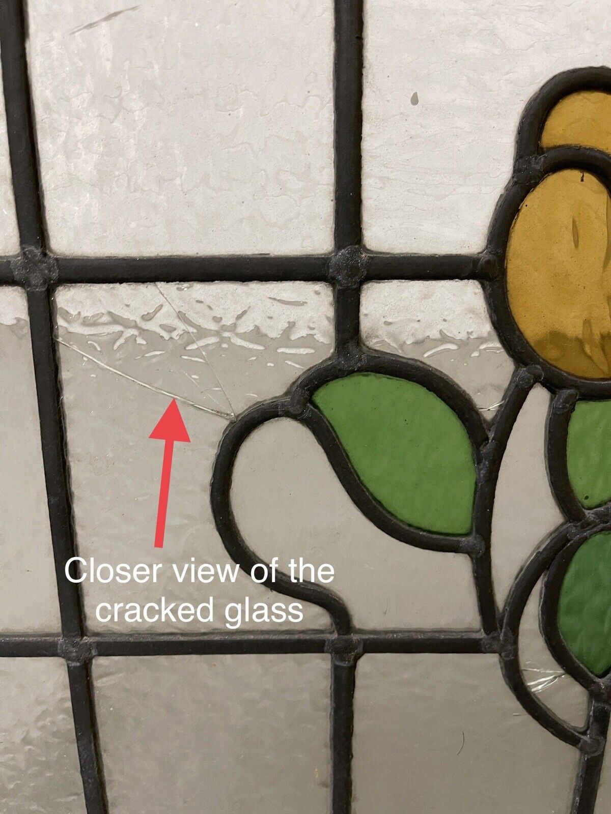 Reclaimed Floral Leaded Light Stained Glass Art Nouveau Window Panel 625 x 450mm